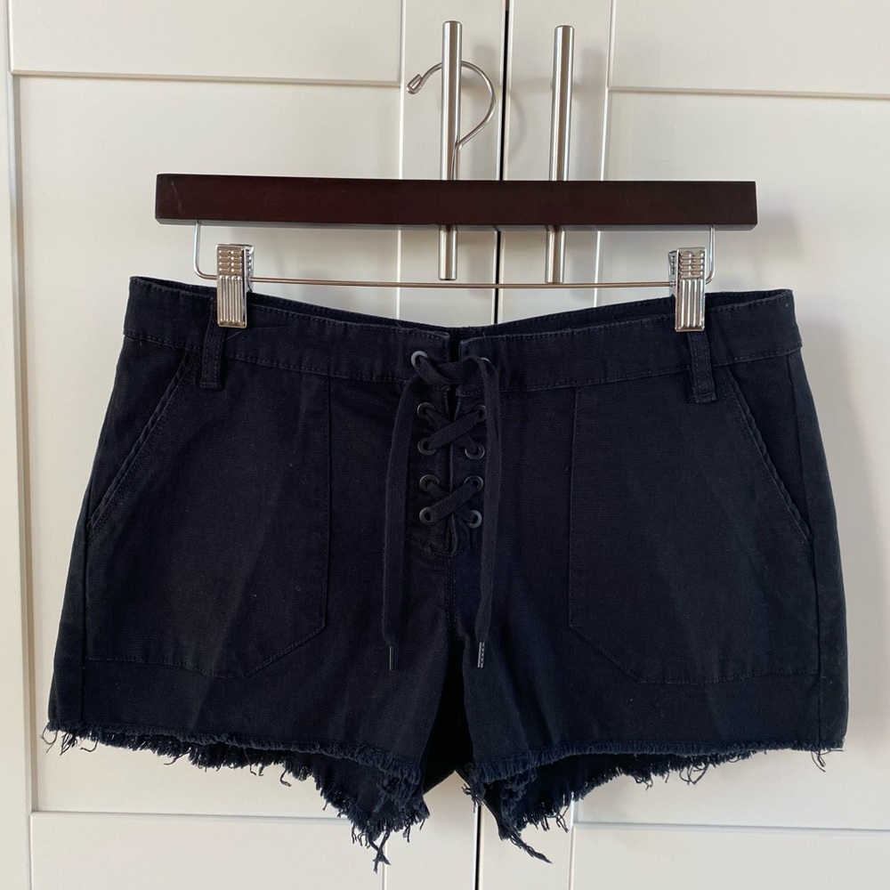 BlankNYC Lace Up Distressed Shorts